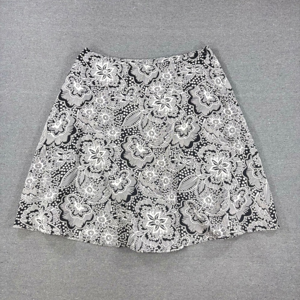 Caslon Skirt Women Petite 2 Black White Floral A-Line Cotton Mini CN96476MP